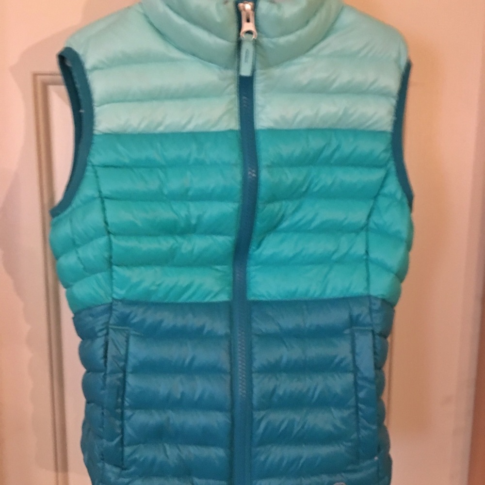 Girls Puffy Vest Teal Ombré SMALL (7/8)